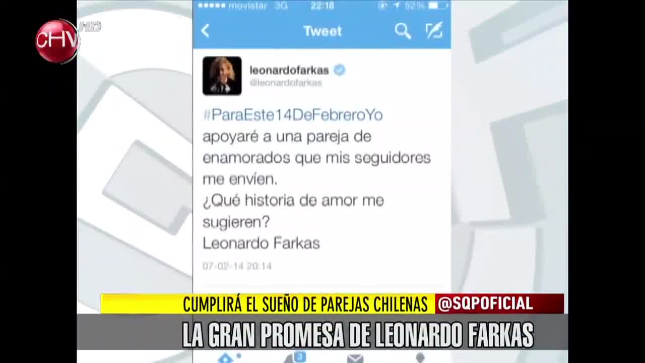 Farkas promete cumplir el sueño de una pareja chilena