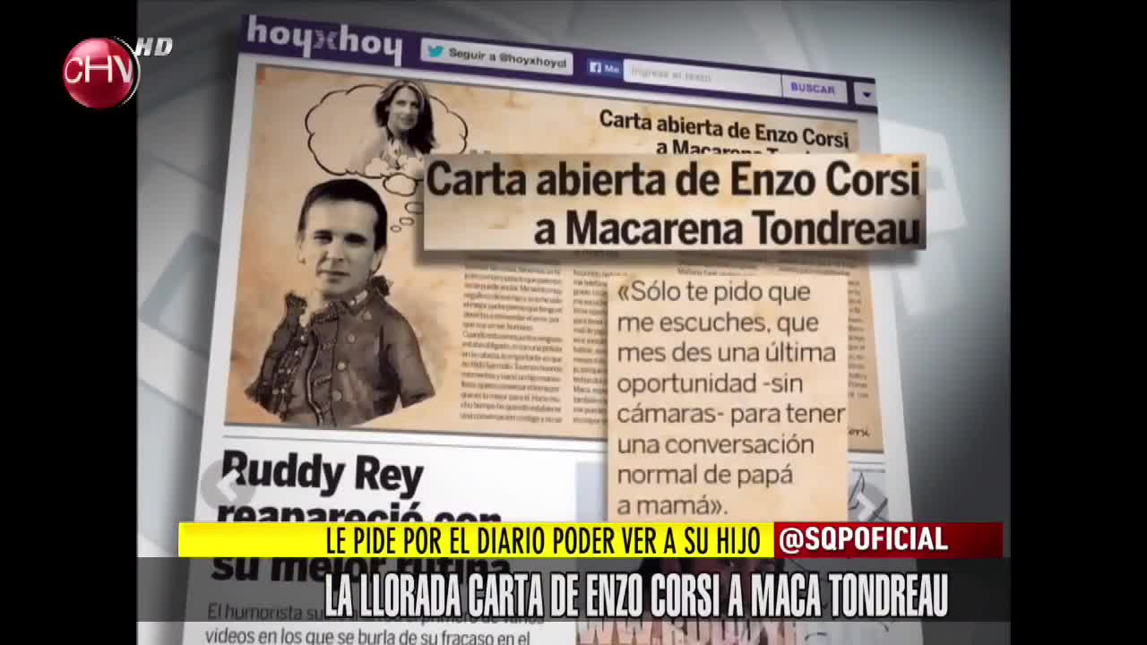 Enzo Corsi escribe sufrida carta a Maca Tondreau para que lo deje ver a su hijo