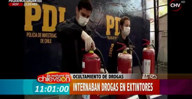 Ocultamiento de droga: Delincuentes transpontaban cocaína en extintores