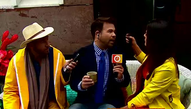 Los animadores de Bienvenidos transmitieron desde las afueras de Chilevisión