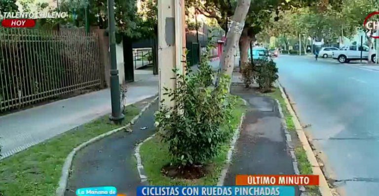 Ponen tachuelas en ciclovía de Dublé Almeyda