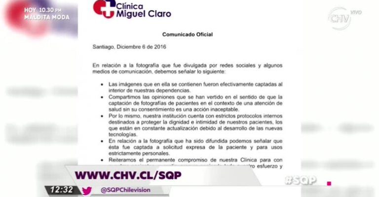 Lee el comunicado de clínica sobre foto filtrada de desnudo
