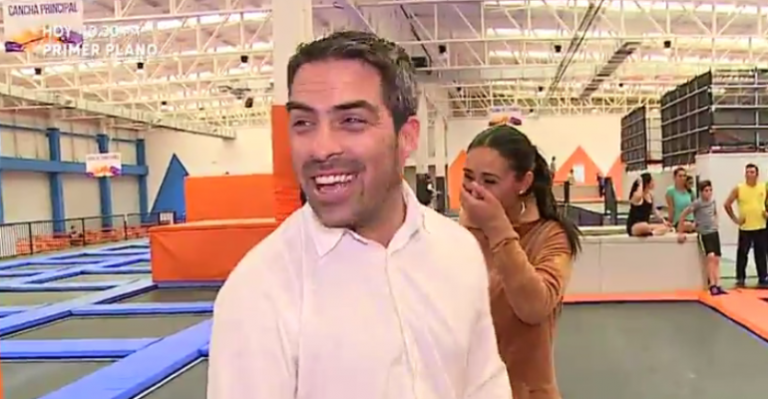 Pamela Díaz y el Inspector disfrutaron de camas elásticas