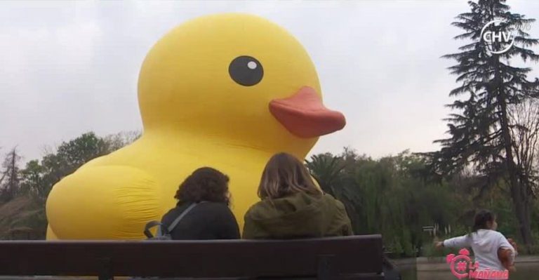 Pato gigante se desinfló en el Parque Quinta Normal