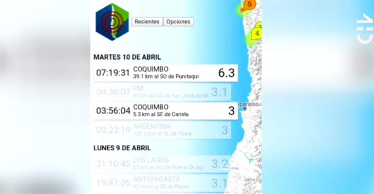 Sismo de 6,2 grados remeció la Zona Central