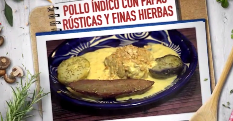 Pollo Índico con papas rústicas a las finas hierbas de Ana María Gazmuri