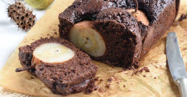 Queque de chocolate y peras