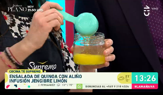 Ensalada de quinoa con aliño de infusión jengibre limón