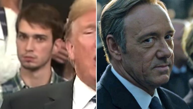 Echaron a un sujeto que hacía caras cómplices mientras estaba hablando Trump