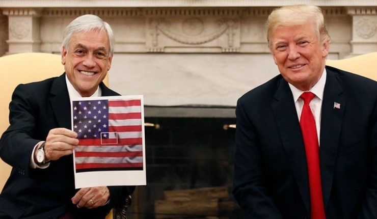 Sebastián Piñera sorprendió a Donald Trump con fusión de banderas nacionales en visita a Estados Unidos