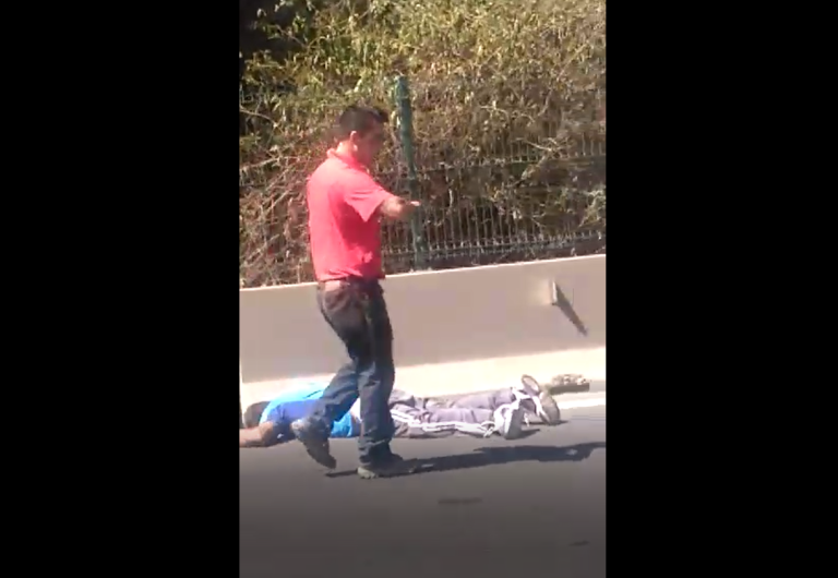 Hasta automovilistas se sumaron: Detención ciudadana en autopista terminó en brutal golpiza