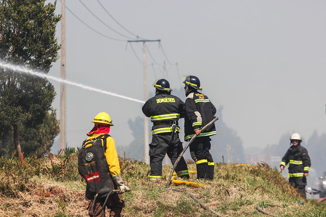 Con helicóptero evacúan a ancianos atrapados por incendio forestal en Ñuble