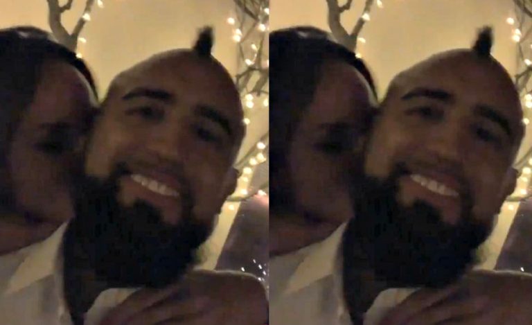 Arturo Vidal celebró con su nueva polola el título conseguido con el Barcelona