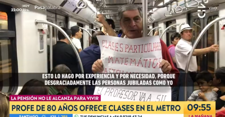 Profesor de 80 años ofrece clases particulares en el Metro