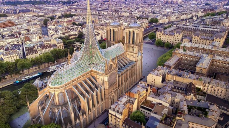 Detalles del moderno techo que podría tener la catedral de Notre Dame