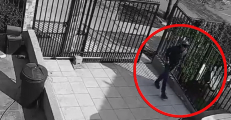 ¡Impacto! Solitario delincuente robó vehículo rompiendo portón de vivienda