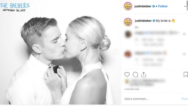 Hailey Baldwin comparte fotos de su boda con Justin Bieber: El velo de su vestido decía 