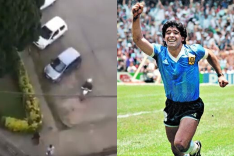 Argentinos comparan histórica jugada de Maradona con chileno que huyó de un grupo de Carabineros