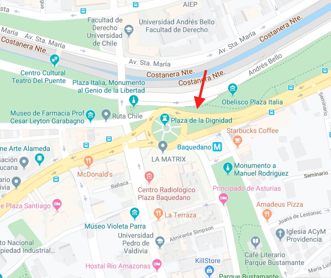Google Maps ya reconoce la Plaza Italia con un nuevo nombre: Ahora es la Plaza de la Dignidad