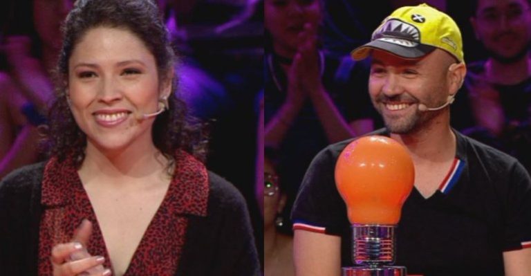 Andrea Vergara y Mario Cuche tuvieron que bailar cumbia para acertar en este juego de Pasapalabra