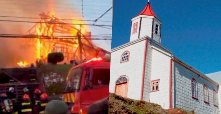 Gran incendio destruyó histórica iglesia San Francisco de Ancud