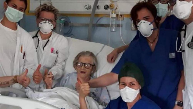 Venció la batalla: Anciana de 95 años se cura de coronavirus en Italia