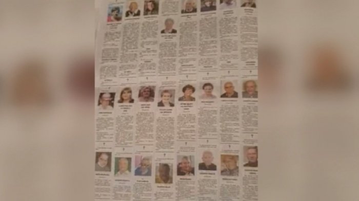 País en situación crítica por Coronavirus: Obituario de 10 páginas de diario en Italia