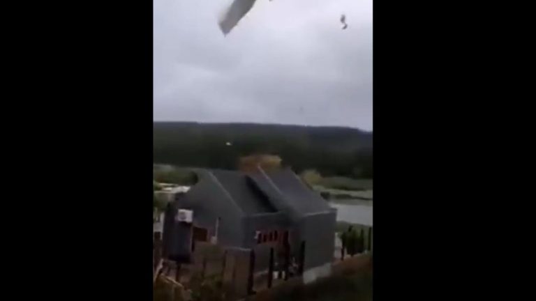 Voló techos y arrancó árboles: Vecinos registran potente remolino que causó estragos en Llico