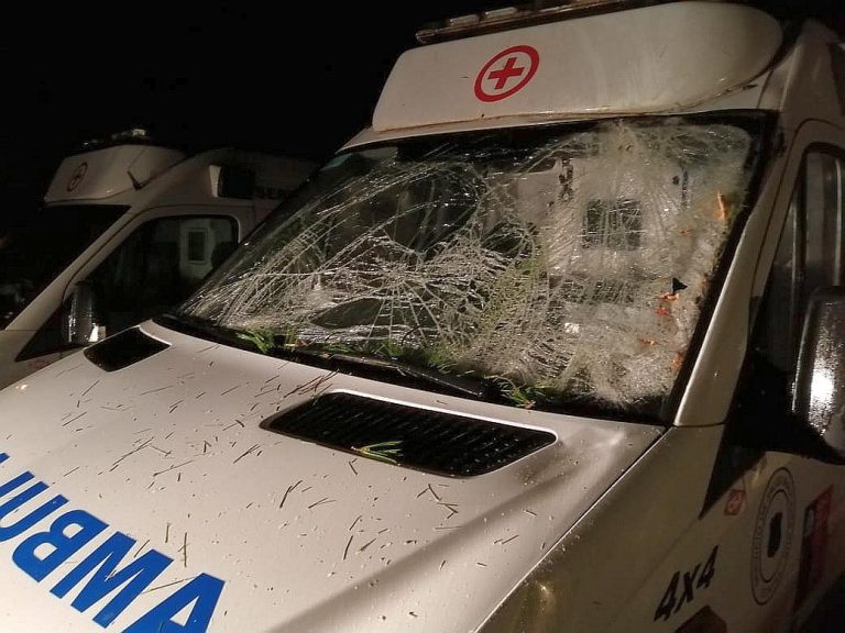 Conductor de ambulancia resultó herido por caída de árbol tras corte de ruta en Galvarino: Vehículo sufrió severos daños