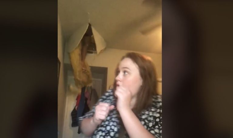 Se grababa para una audición y terminó captando particular accidente: Pierna de su mamá apareció por el techo