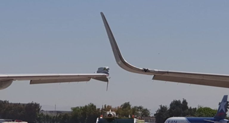 Dos aviones chocaron en la losa del Aeropuerto de Santiago