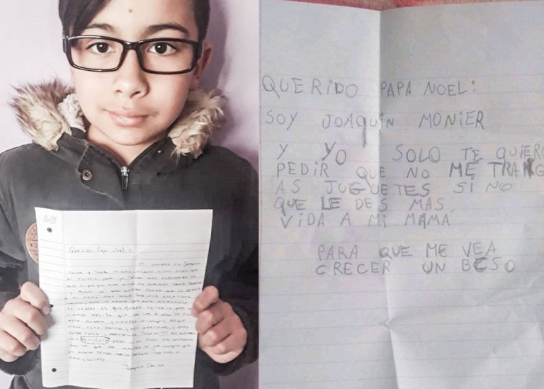La conmovedora carta de un niño en Navidad: Pide “más salud” para su mamá