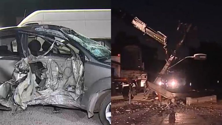 Robaron un auto, se dieron a la fuga y terminaron incrustados en un poste: Dejaron sin luz a sector de San Bernardo