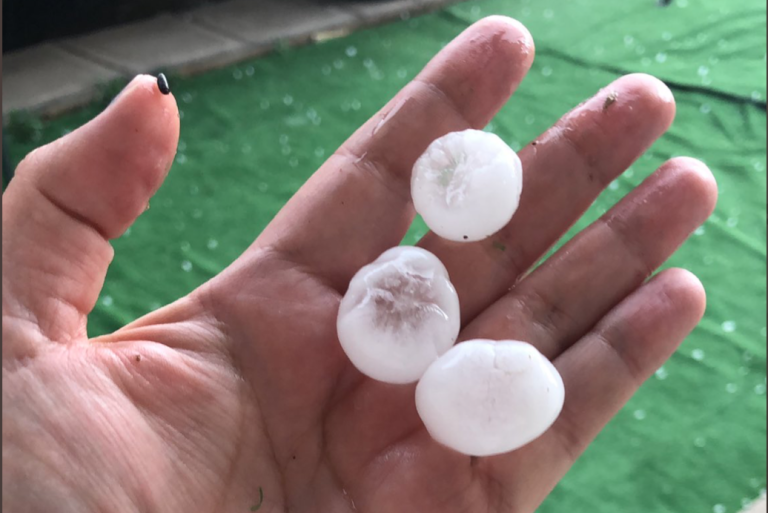 Del tamaño de una moneda: Habitantes de Talca comparten registros de grandes granizos que cayeron este lunes