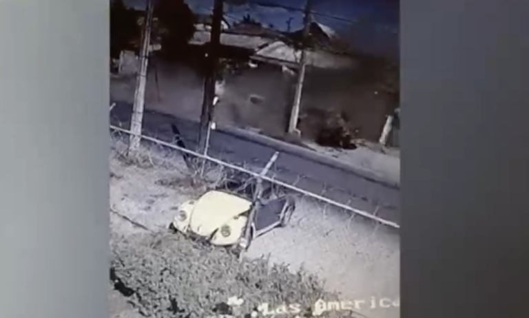 Vehículo se estrella con un árbol y termina en incrustado entre dos casas en Cerrillos