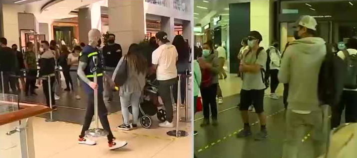 Largas filas en reapertura de tiendas del mall Costanera Center en primer día de Transición