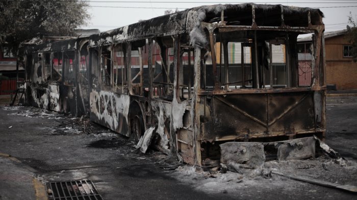 Noche de protestas y desmanes en distintos puntos de Santiago: Buses quemados en Estación Central y Cerro Navia