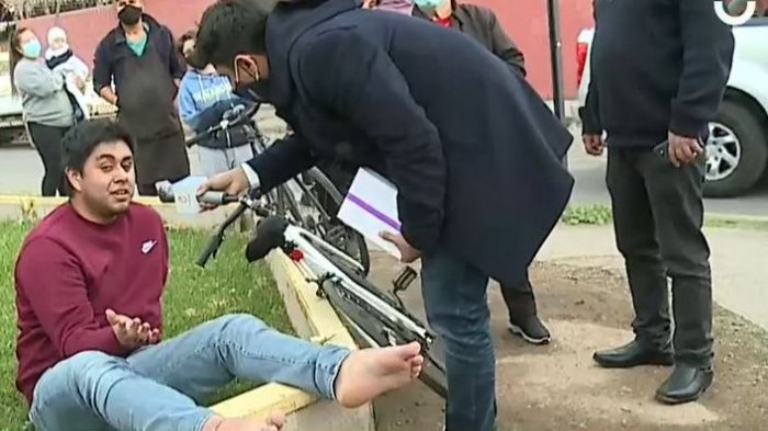 Equipo de Contigo en Elecciones registró en vivo accidente de un ciclista con un bus