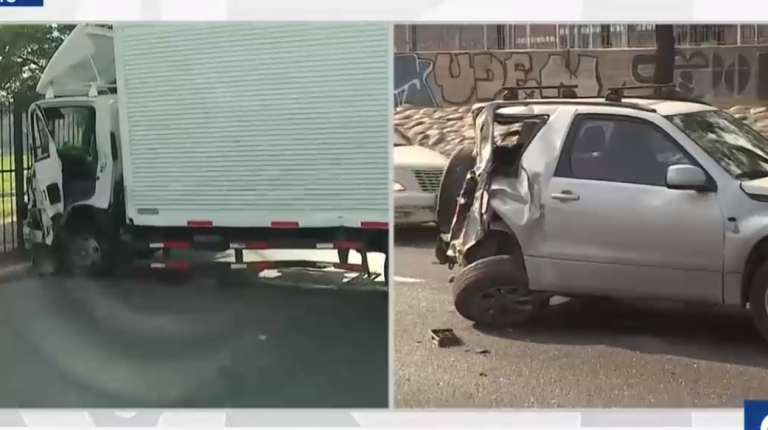 Impactante accidente en Autopista Central: Camión terminó chocando contra reja del Parque O'Higgins