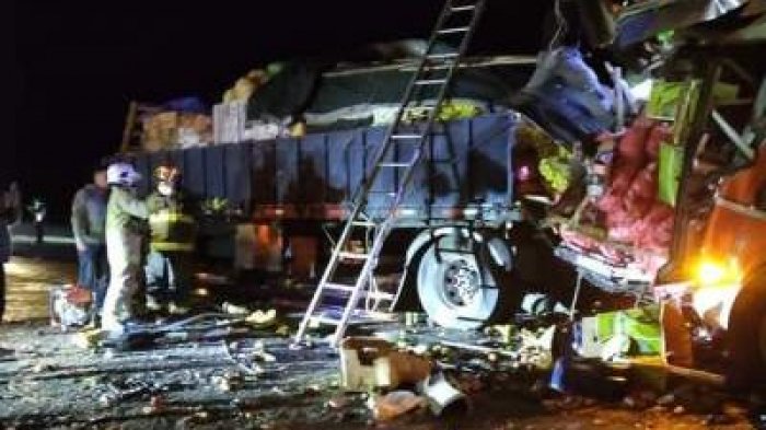 Cinco muertos por grave accidente en Ruta 5 Norte: Bus de dos pisos chocó de frente con un camión