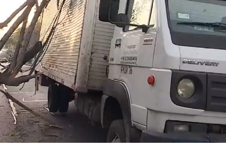 Camión derribó cinco postes en plena Providencia: Quedó enredado con los cables