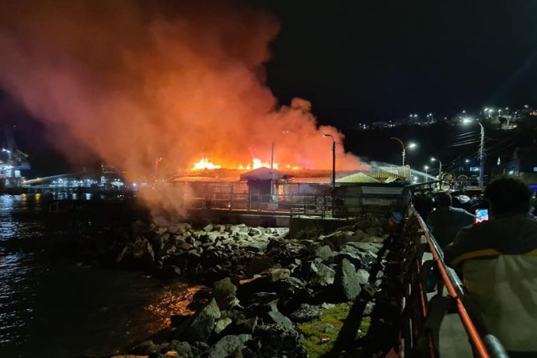 Incendio afectó a lo menos a 26 locales comerciales en el mercado Esfuerzo y Trabajo de San Antonio