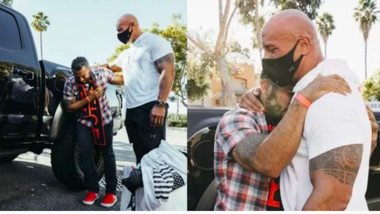 ¡Noble gesto El actor Dwayne Johnson sorprendió a un fanático y le regaló su lujoso auto