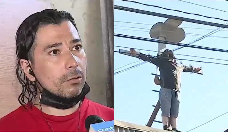 Acusa vacíos legales en la justicia: Habla hombre que se encadenó en una cruz por disputa de terreno familiar