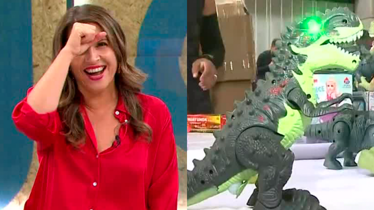 “El dinosaurio que vota huevos por el popín”: El juguete de JP Queraltó que sorprendió a Monse Álvarez