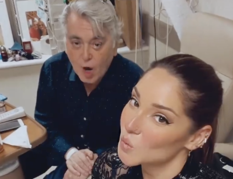 Llegó vestida de gala: Kel Calderón pasó el Año Nuevo junto a su padre en la clínica