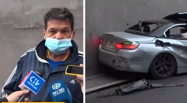 Taxista dice que salvó de milagro de accidente en Vespucio Sur: Auto chocó con él antes de impactar a camión