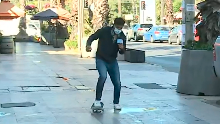 ¡En llamas! Juan Pablo Queraltó lo dio todo en las calles de Viña del Mar aprendiendo algunos trucos en skate