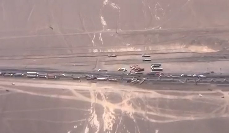 Taco kilométrico: Así se ve desde el aire el bloqueo en las cercanías del aeropuerto de Antofagasta