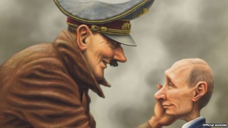 ¡Causó revuelo! Gobierno de Ucrania comparó a Vladimir Putin con Hitler en caricatura